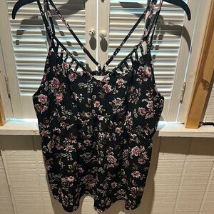 Maurices Black and Pink Camisole with Strappy Details